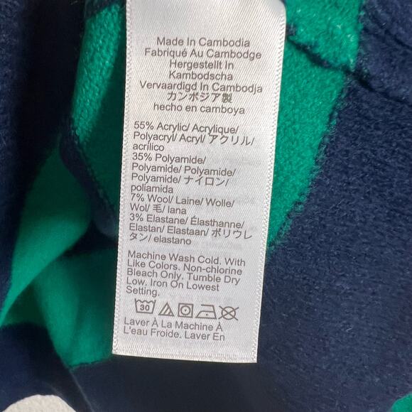 J.Crew Navy Blue Teal Rugby Stripe Mockneck Long Sleeve Pullover Sweater Size S - Picture 12 of 12